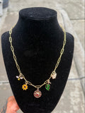 Garden Glow Charm Necklace – Gold Paperclip Chain