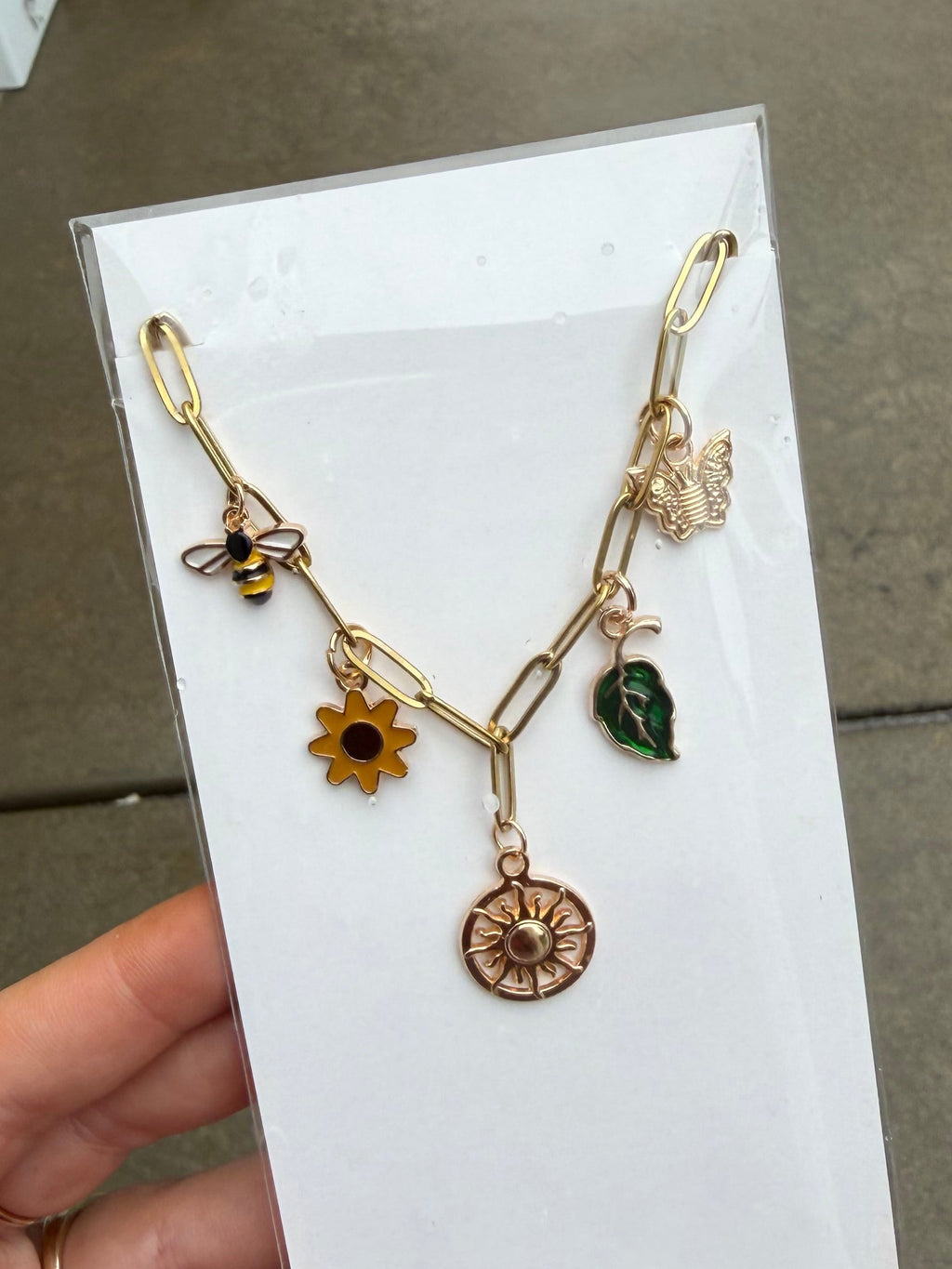 Garden Glow Charm Necklace – Gold Paperclip Chain