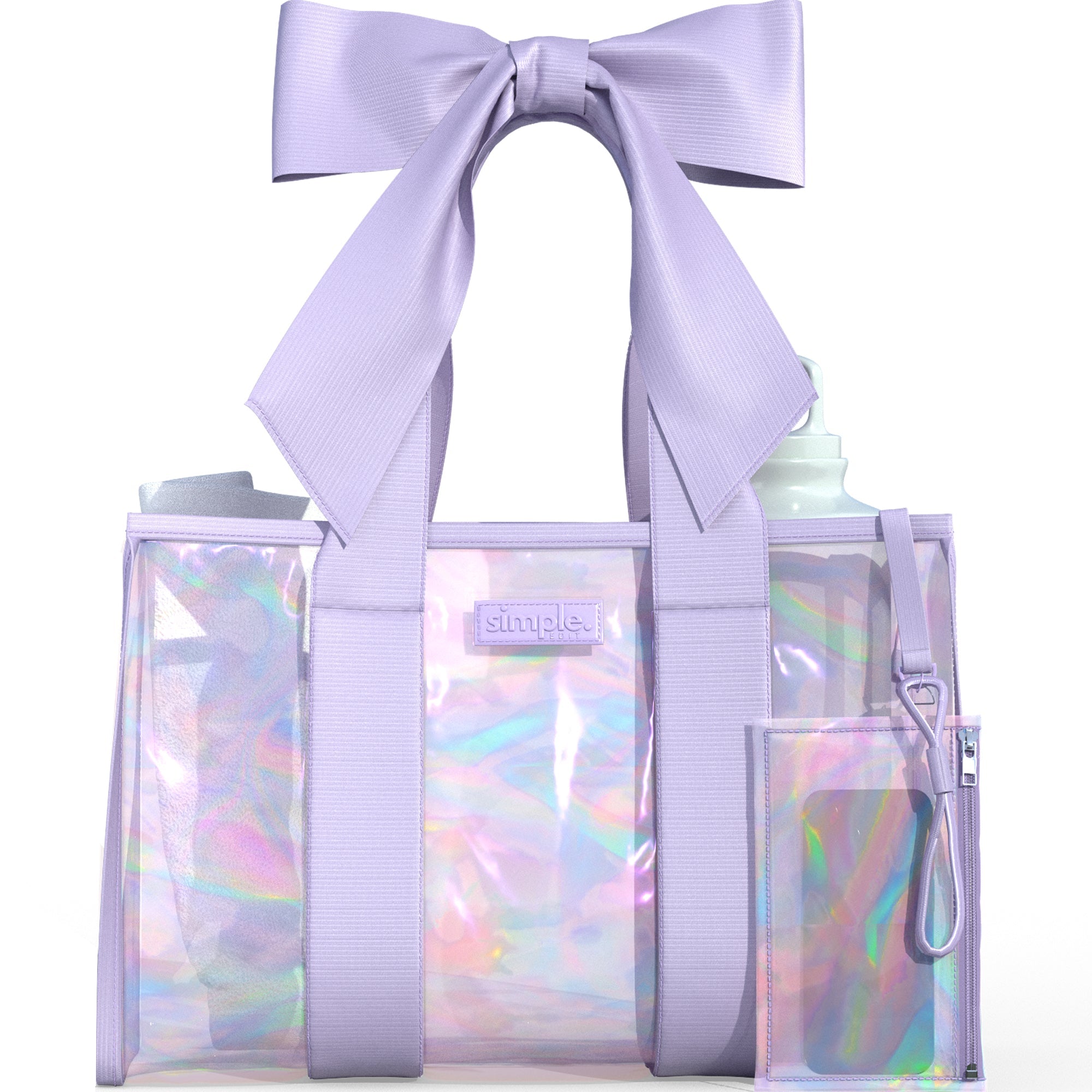 BowMe Prism Pink Tote with Phone Pouch – Lightweight, Waterproof, Tip-Proof, Foldable and Washable Tote Bag for Beach, Pool, Travel and Vacation
