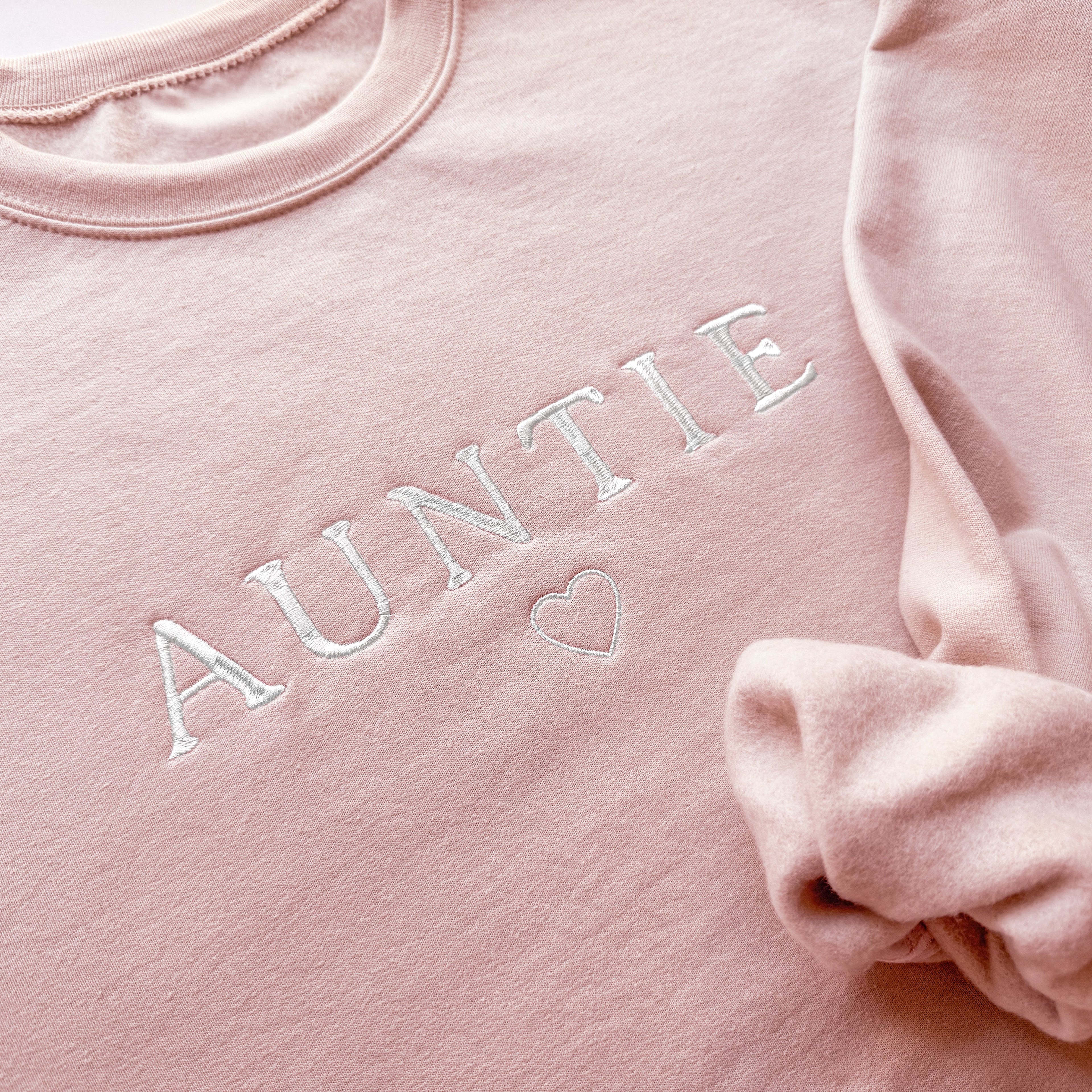 Custom Embroidered Auntie Sweatshirt with Heart