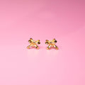 Solid Bow Gold Stud Earring