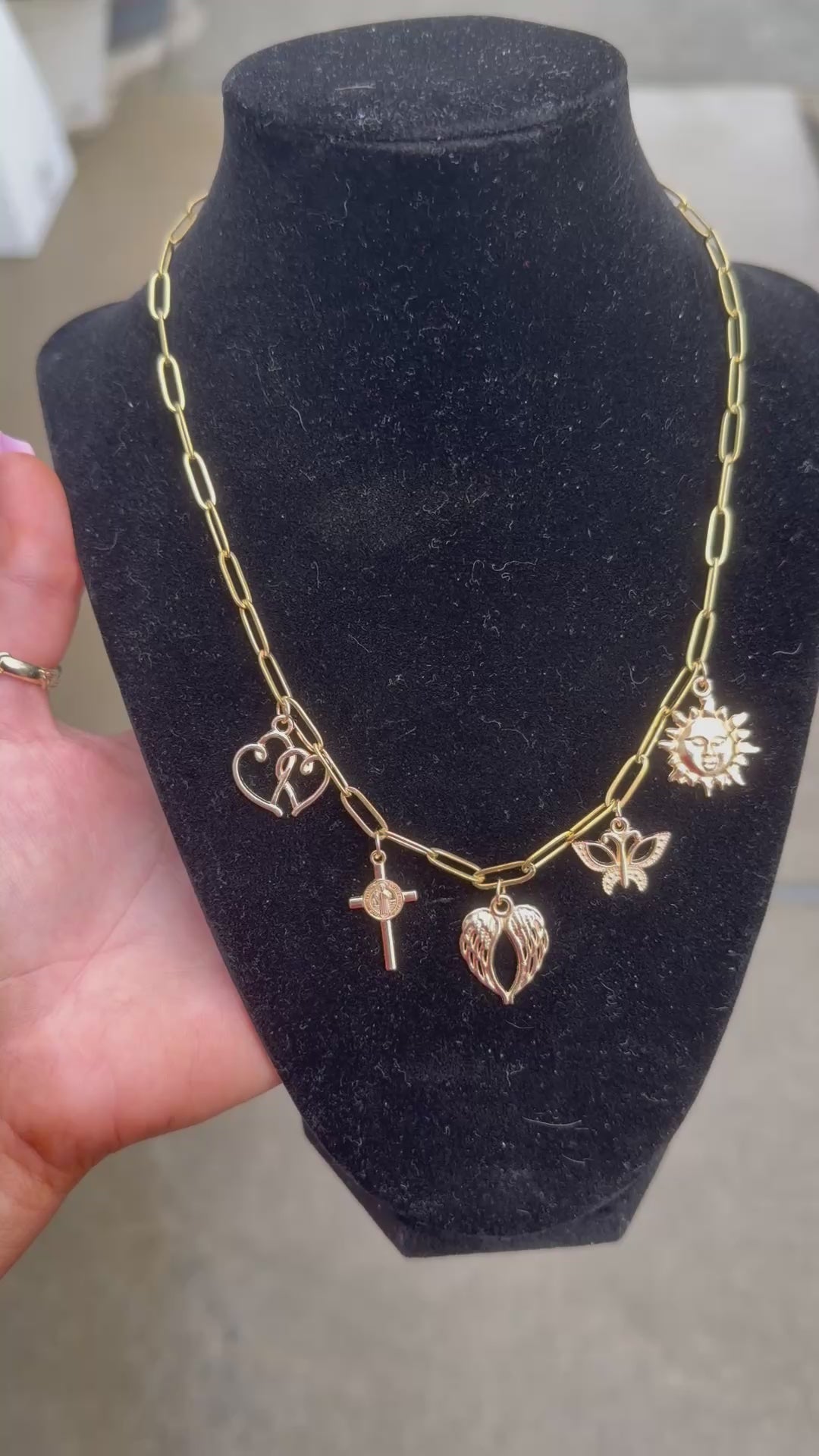 Celestial Faith Charm Necklace – Gold Paperclip Chain