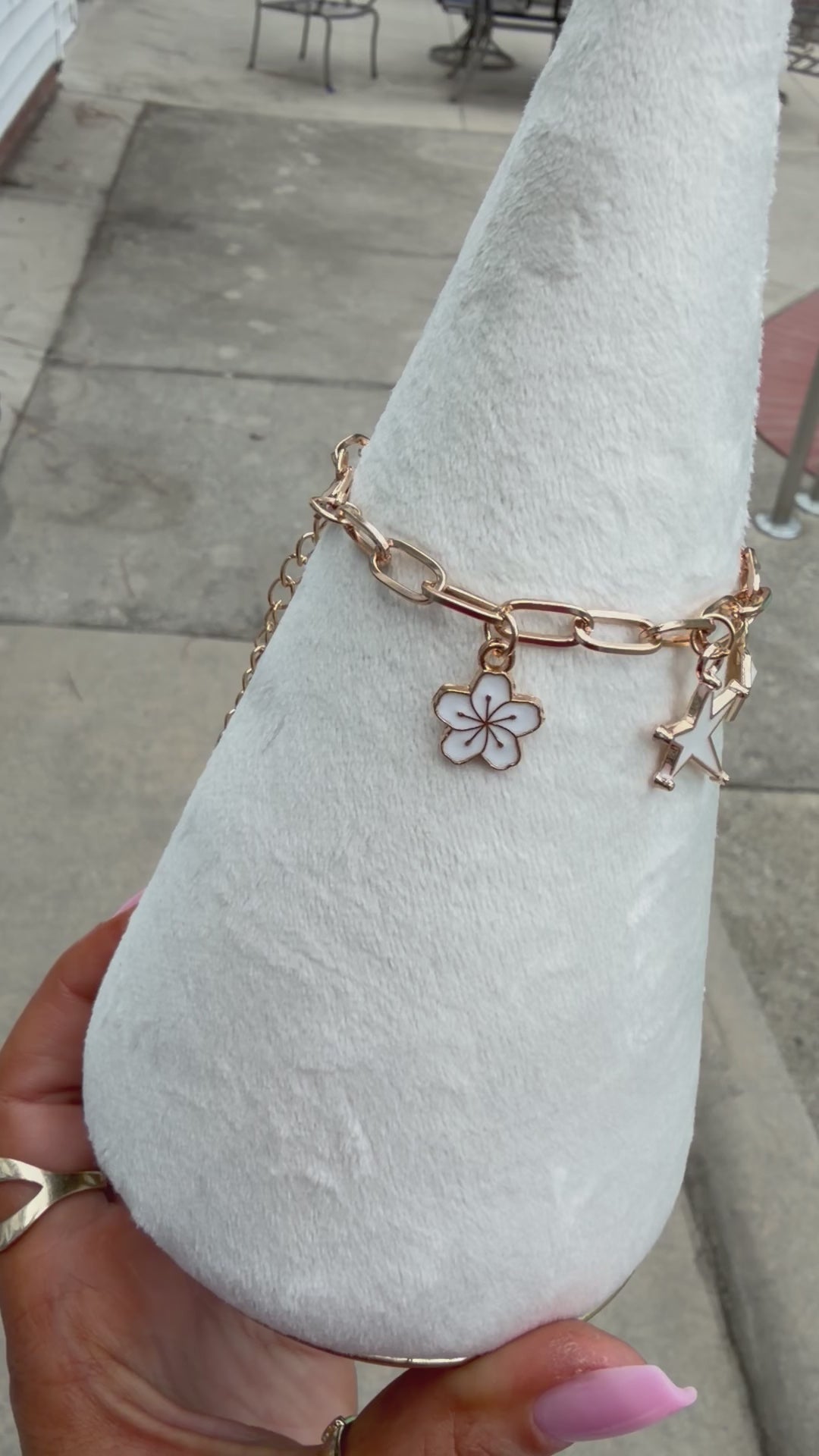 Lucky Luxe Charm Bracelet – Gold Paperclip Chain with White Enamel Charms