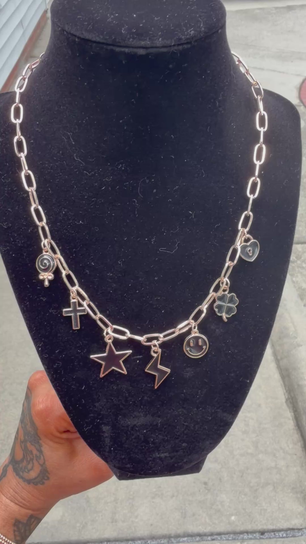 Lucky Charm Statement Necklace – Gold Paperclip Chain