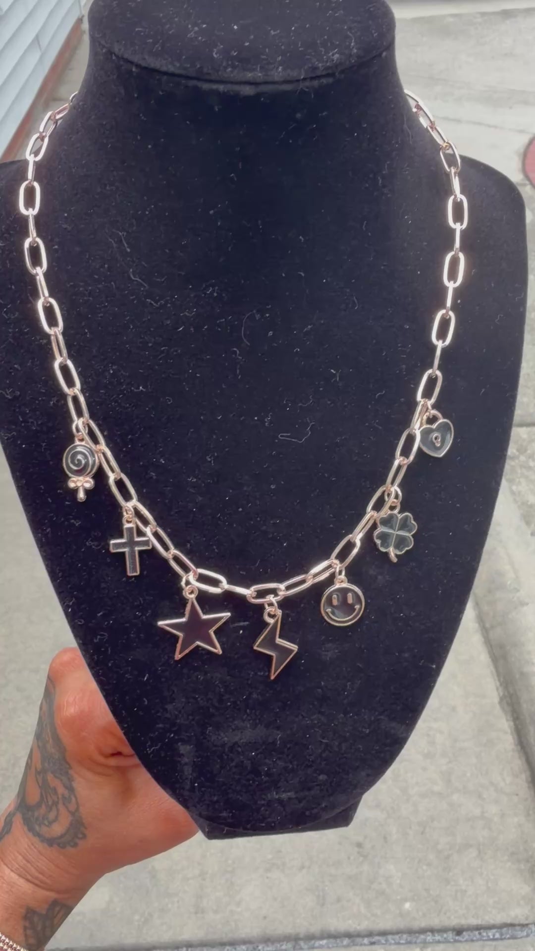 Lucky Charm Statement Necklace – Gold Paperclip Chain